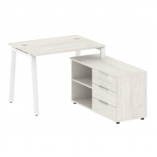 Metal System Рабочая станция с тумбой на А-образном м/к БА.РС-СТС-2.1 (R) Дуб Наварра/Металл Белый 1