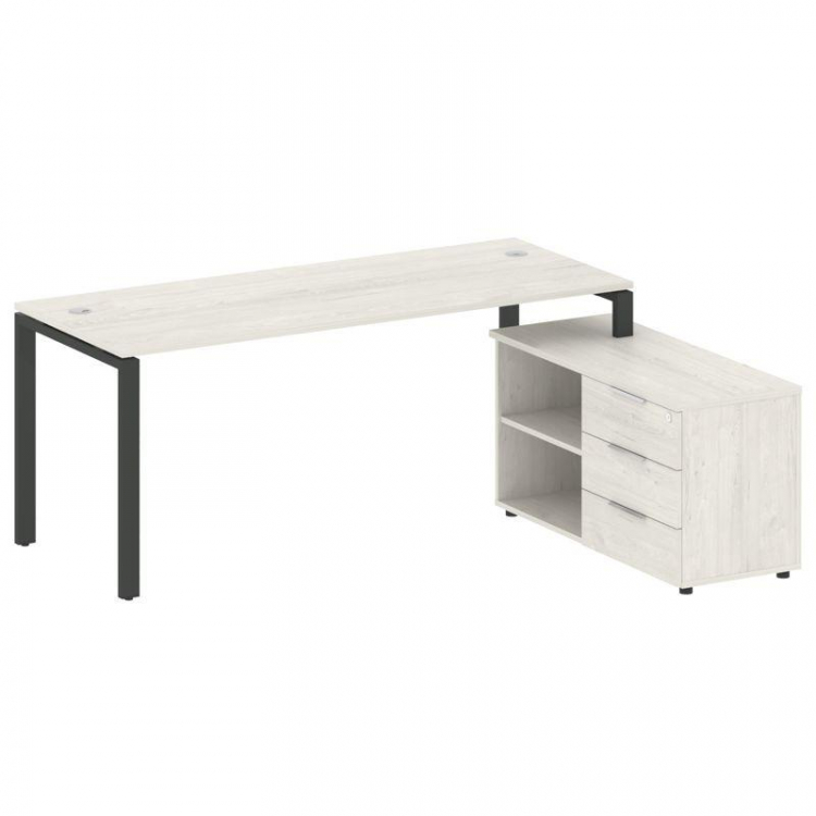 Metal System Рабочая станция с тумбой на П-образном м/к БП.РС-СТС-2.5 (R) Дуб Наварра/Металл Антраци