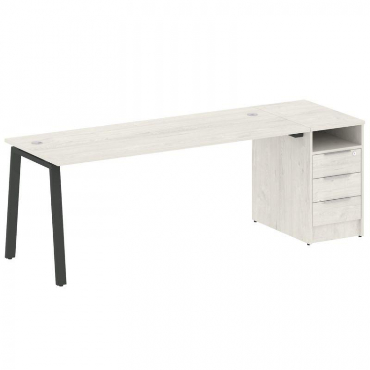 Metal System Рабочая станция с тумбой на А-образном м/к БА.РС-СТП-1.5 Дуб Наварра/Металл Антрацит 22