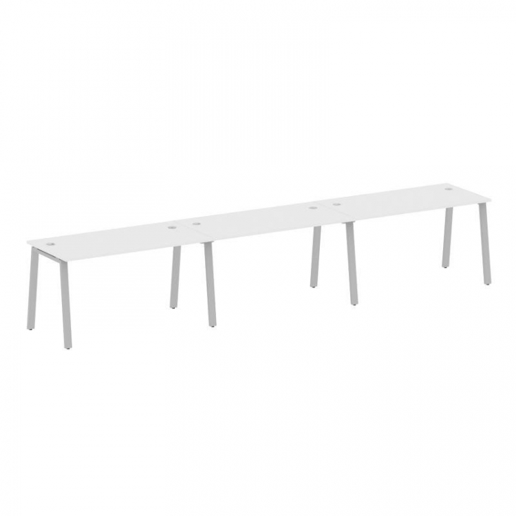 Metal System Рабочая станция на 3 места на А-образном м/к БА.СМ-3.3 Белый/Металл Серый 4200*720*750