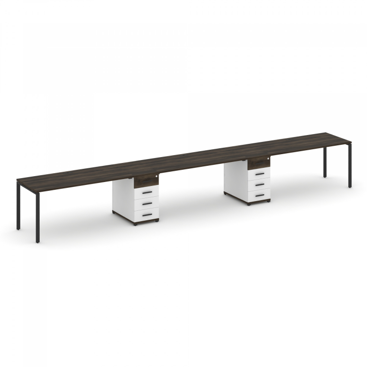 Concept Рабочая станция 3 места с 2 опорными тумбами CN.ORS-436 B Дуб Мали/Белый Бриллиант/Металл Че