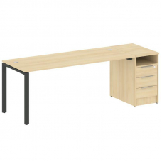 Metal System Рабочая станция с тумбой на П-образном м/к БП.РС-СТП-1.5 Акация Лорка/Металл Антрацит 2