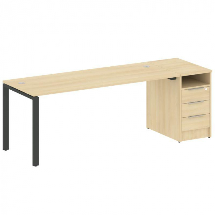 Metal System Рабочая станция с тумбой на П-образном м/к БП.РС-СТП-1.5 Акация Лорка/Металл Антрацит 2