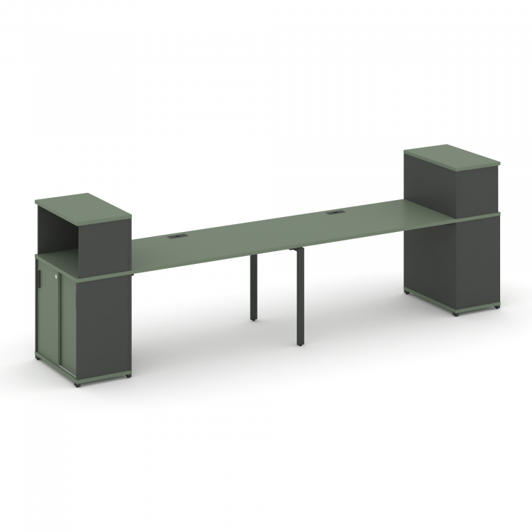 Concept Рабочая станция с опорными шкафом-купе с надставкой низ. CN.ORS-238 A Кобо/Антрацит/Металл А