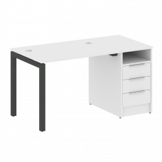 Metal System Quattro Рабочая станция с тумбой на П-образном м/к 50БП.РС-СТП-1.1 Белый/Металл Антраци