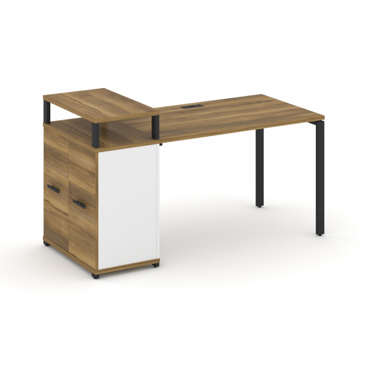 Concept Стол рабочий с опорным распаш. шкафом с верх. горизонтом CN.SP-222 B Сандал Янтарный/Белый