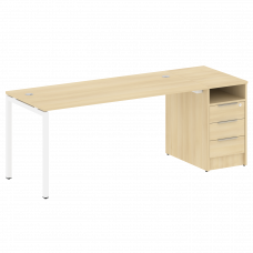 Metal System Quattro Рабочая станция с тумбой на П-образном м/к 40БП.РС-СТП-1.4 Акация Лорка/Металл