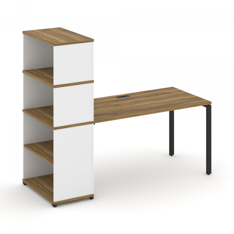 Concept Стол рабочий с опорным стеллажом с надставкой выс. CN.SP-215 Сандал Янтарный/Белый Бриллиант