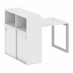 Metal System Quattro Стол письменный с шкафом-купе на О-образном м/к 50БО.РС-СШК-3.1 Т Белый/Металл