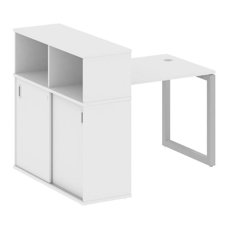 Metal System Quattro Стол письменный с шкафом-купе на О-образном м/к 50БО.РС-СШК-3.1 Т Белый/Металл