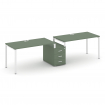 Concept Рабочая станция 2 места с 1 опорной тумбой CN.ORS-302 W Кобо/Металл Белый 2672*720*750