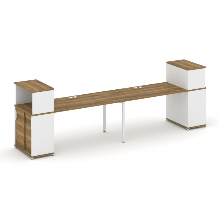 Concept Рабочая станция с опорными шкафом-купе с надставкой низ. CN.ORS-239 W Сандал Янтарный/Белый