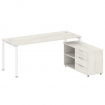 Metal System Рабочая станция с тумбой на П-образном м/к БП.РС-СТС-2.5 (R) Дуб Наварра/Металл Белый 1