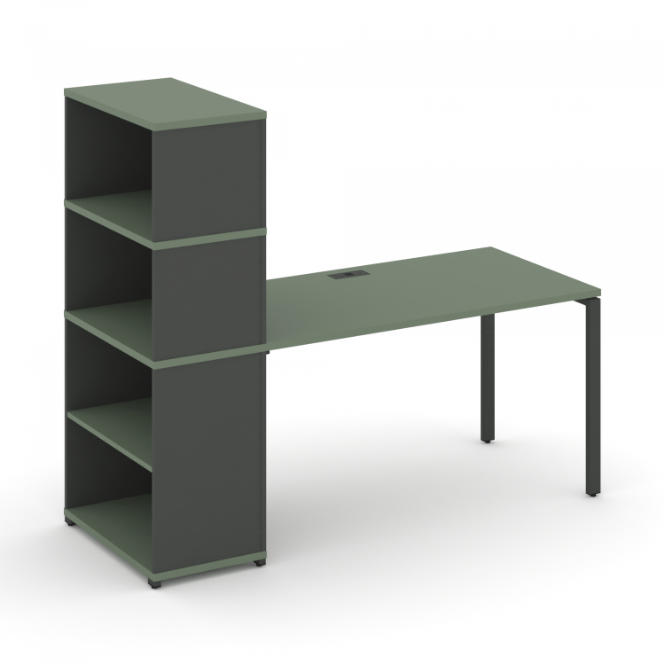 Concept Стол рабочий с опорным стеллажом с надставкой выс. CN.SP-213 Кобо/Антрацит/Металл Антрацит 1
