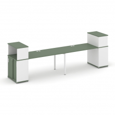 Concept Рабочая станция с опорными шкафом-купе с надставкой низ. CN.ORS-237 W Кобо/Белый Бриллиант/М