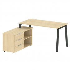 Metal System Рабочая станция с тумбой на А-образном м/к БА.РС-СТС-2.3 (L) Акация Лорка/Металл Антрац