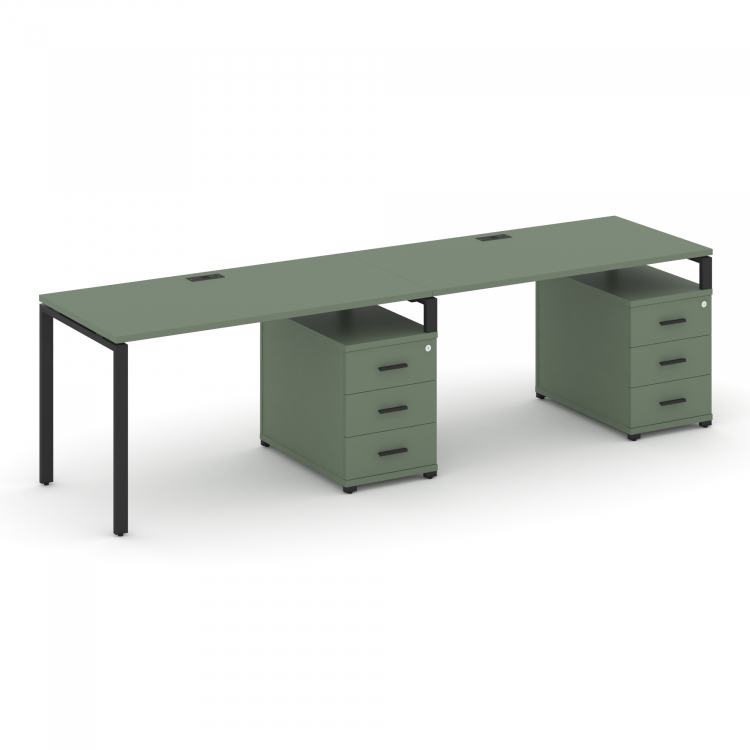 Concept Рабочая станция 2 места с 2 опорными тумбами CN.ORS-310 B Кобо/Металл Черный 2360*720*750