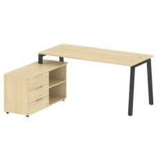 Metal System Рабочая станция с тумбой на А-образном м/к БА.РС-СТС-2.4 (L) Акация Лорка/Металл Антрац