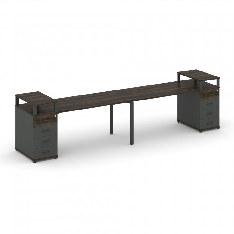 Concept Рабочая станция 2 места с 2 опорными тумбами CN.ORS-426 A Дуб Мали/Антрацит/Металл Антрацит