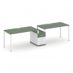 Concept Рабочая станция 2 места с 1 опорной тумбой CN.ORS-303 W Кобо/Белый Бриллиант/Металл Белый 28