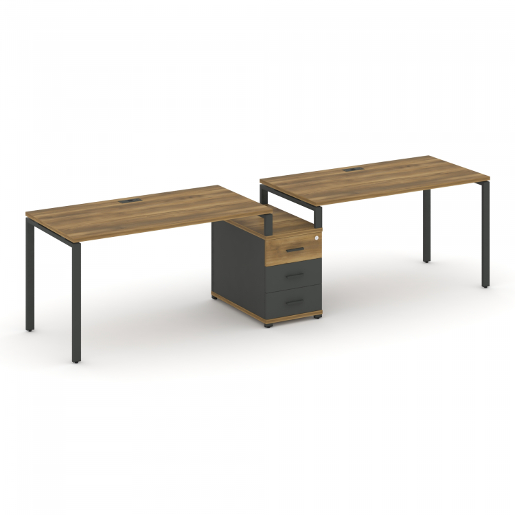 Concept Рабочая станция 2 места с 1 опорной тумбой CN.ORS-303 A Сандал Янтарный/Антрацит/Металл Антр