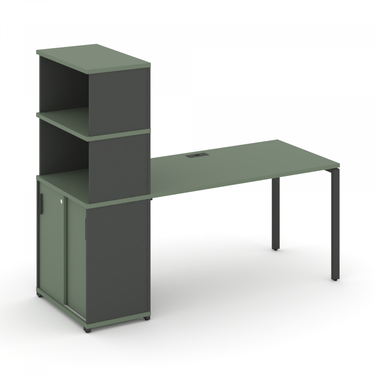 Concept Стол рабочий с опорным шкафом-купе с надставкой выс. CN.SP-242 A Кобо/Антрацит/Металл Антрац