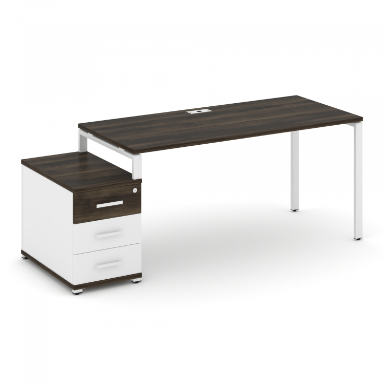 Concept Стол письменный с 1 опорной тумбой CN.SP-304 W Дуб Мали/Белый Бриллиант/Металл Белый 1580/19