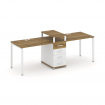 Concept Рабочая станция 2 места с 1 опорной тумбой CN.ORS-417 W Сандал Янтарный/Белый Бриллиант/Мета