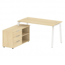 Metal System Рабочая станция с тумбой на А-образном м/к БА.РС-СТС-2.3 (L) Акация Лорка/Металл Белый