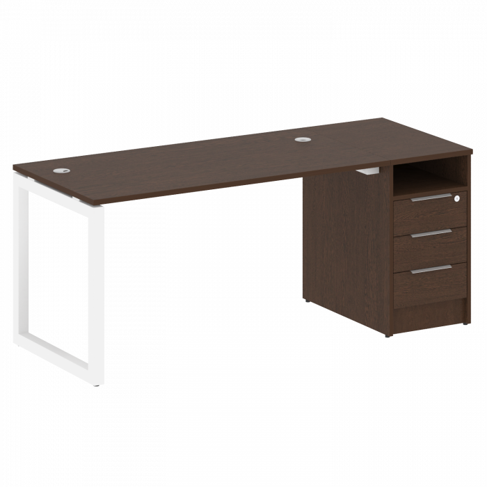 Metal System Quattro Рабочая станция с тумбой на О-образном м/к 50БО.РС-СТП-1.3 Венге Цаво/Металл Бе