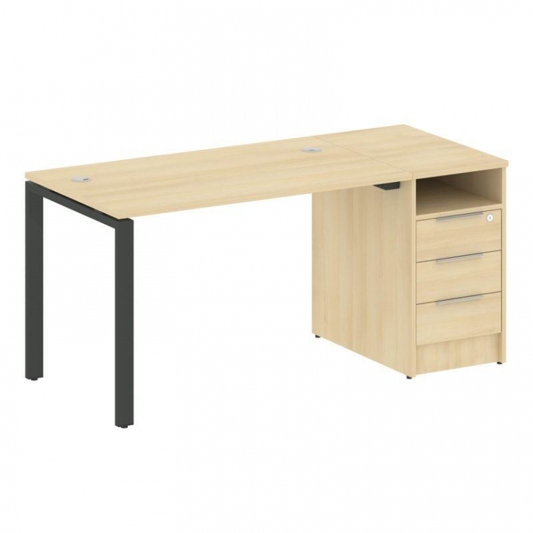 Metal System Рабочая станция с тумбой на П-образном м/к БП.РС-СТП-1.2 Акация Лорка/Металл Антрацит 1