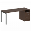 Metal System Quattro Рабочая станция с тумбой на П-образном м/к 40БП.РС-СТП-1.3 Венге Цаво/Металл Ан