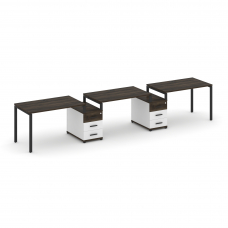 Concept Рабочая станция 3 места с 2 опорными тумбами CN.ORS-326 B Дуб Мали/Белый Бриллиант/Металл Че