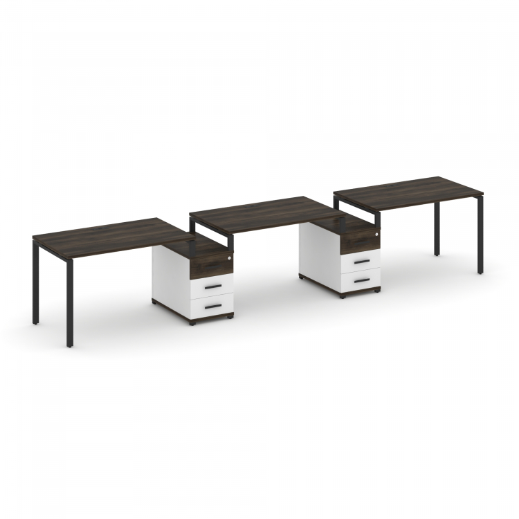 Concept Рабочая станция 3 места с 2 опорными тумбами CN.ORS-326 B Дуб Мали/Белый Бриллиант/Металл Че