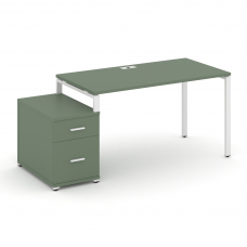 Concept Стол письменный с 1 опорной тумбой CN.SP-308 W Кобо/Металл Белый 1580/1946*720*750