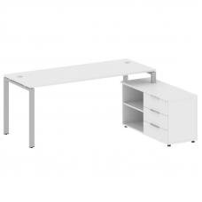 Metal System Рабочая станция с тумбой на П-образном м/к БП.РС-СТС-2.5 (R) Белый/Металл Серый 1900*15