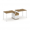 Concept Рабочая станция 2 места с 1 опорной тумбой CN.ORS-305 W Сандал Янтарный/Белый Бриллиант/Мета