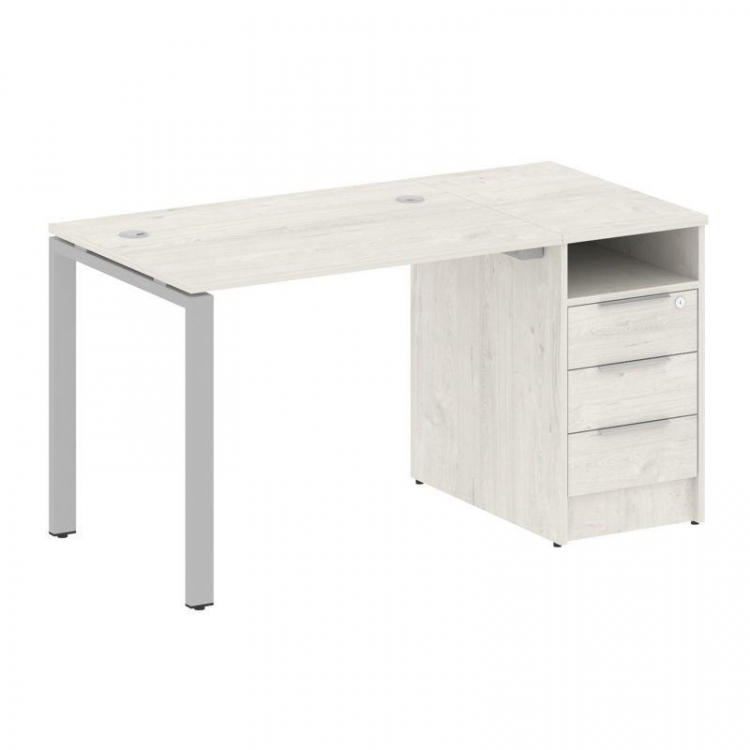 Metal System Рабочая станция с тумбой на П-образном м/к БП.РС-СТП-1.1 Дуб Наварра/Металл Серый 1412*