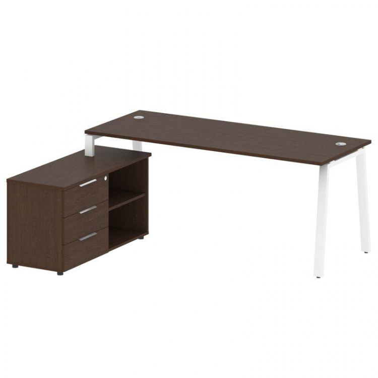 Metal System Рабочая станция с тумбой на А-образном м/к БА.РС-СТС-2.5 (L) Венге Цаво/Металл Белый 19