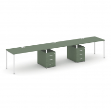 Concept Рабочая станция 3 места с 2 опорными тумбами CN.ORS-333 W Кобо/Металл Белый 2940*720*750