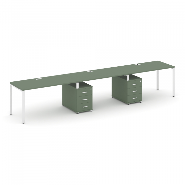 Concept Рабочая станция 3 места с 2 опорными тумбами CN.ORS-333 W Кобо/Металл Белый 2940*720*750