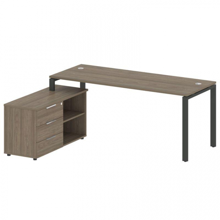 Metal System Рабочая станция с тумбой на П-образном м/к БП.РС-СТС-2.5 (L) Вяз Благородный/Металл Ант