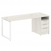 Metal System Рабочая станция с тумбой на О-образном м/к БО.РС-СТП-1.3 Дуб Наварра/Металл Белый 1812*