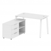 Metal System Рабочая станция с тумбой на А-образном м/к БА.РС-СТС-2.2 (L) Белый/Металл Белый 1300*15