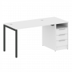 Metal System Quattro Рабочая станция с тумбой на П-образном м/к 40БП.РС-СТП-1.2 Белый/Металл Антраци