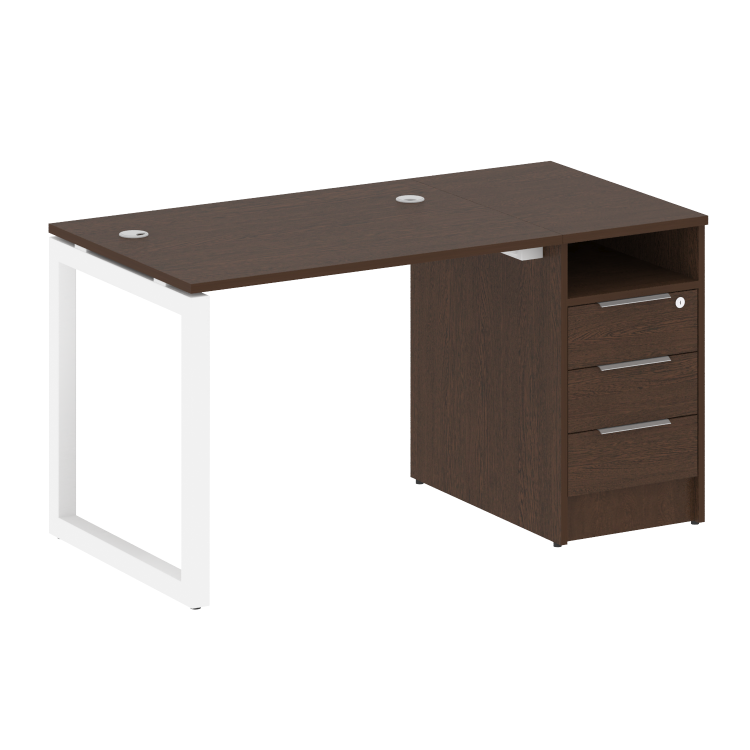 Metal System Quattro Рабочая станция с тумбой на О-образном м/к 50БО.РС-СТП-1.1 Венге Цаво/Металл Бе