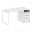 Metal System Quattro Рабочая станция с тумбой на О-образном м/к 50БО.РС-СТП-1.1 Белый/Металл Белый 1