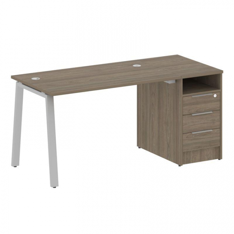 Metal System Рабочая станция с тумбой на А-образном м/к БА.РС-СТП-1.2 Вяз Благородный/Металл Серый 1