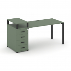 Concept Стол рабочий с 1 опорной тумбой CN.SP-411 B Кобо/Металл Черный 1800*720*917