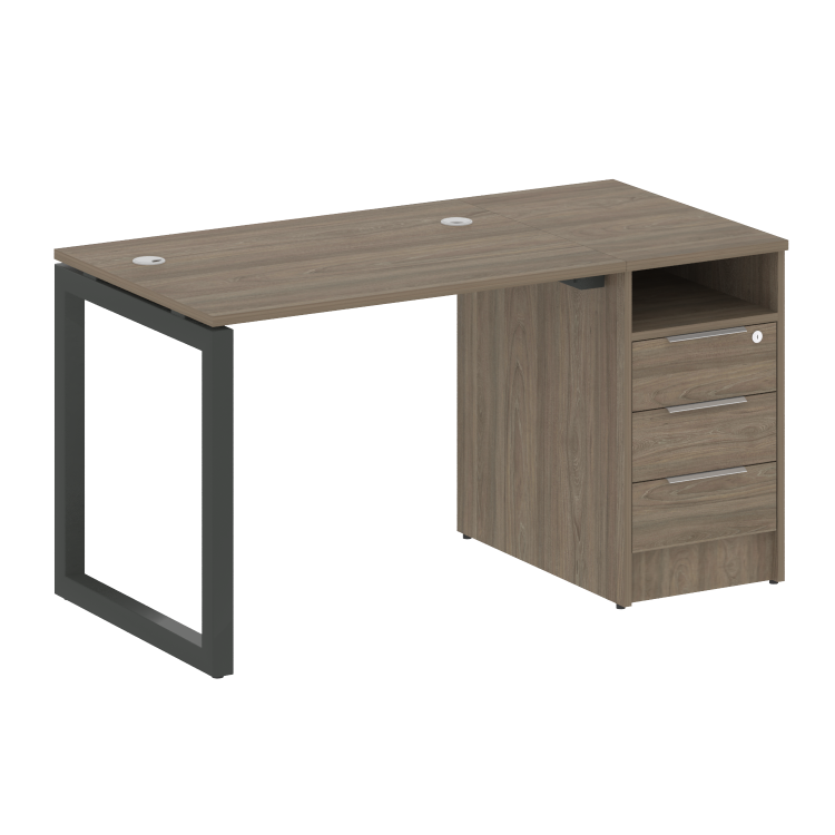 Metal System Quattro Рабочая станция с тумбой на О-образном м/к 50БО.РС-СТП-1.1 Вяз Благородный/Мета